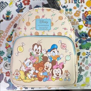 Loungefly Cream Backpack with Disney Characters